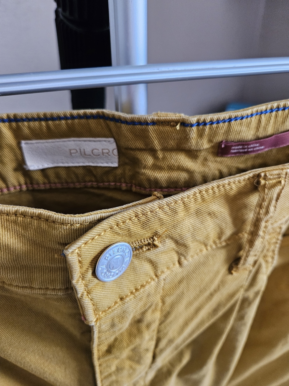 Pilcro Mustard Corduroy Button-Front Pants - Picture 2 of 10